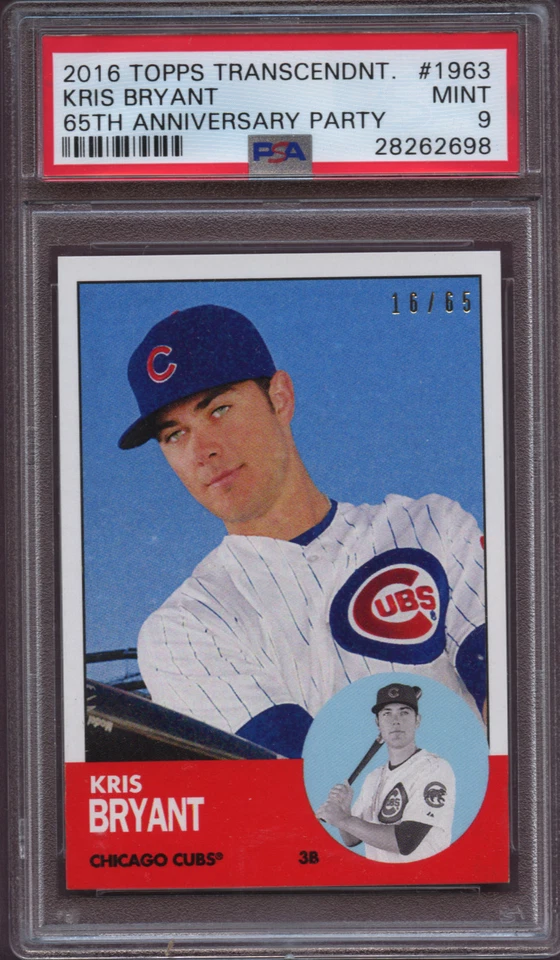 2016 Topps Transcendent 65th Anniversary Party 1963 Kris Bryant PSA 9 Mint #65 - Image 1 of 1