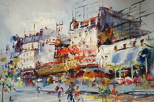 8x10" 100% hand painted oil flat ,50% OFF,Street scene/Paris/ Eiffel Tower - Picture 1 of 7
