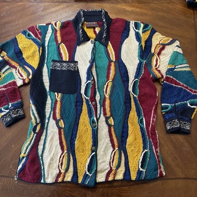 Coogi Australia Cardigan Sweater Wool 3d Knit Colorful Size S  - Image 1 of 4
