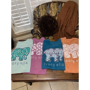 Ivory Ella Elephant T-Shirt Women Long Sleeve Crew Neck Lot New - Picture 1 of 8