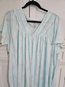 Womens Croft & Barrow Knee length Aqua floral Nightgown Size XXL - Picture 1 of 2