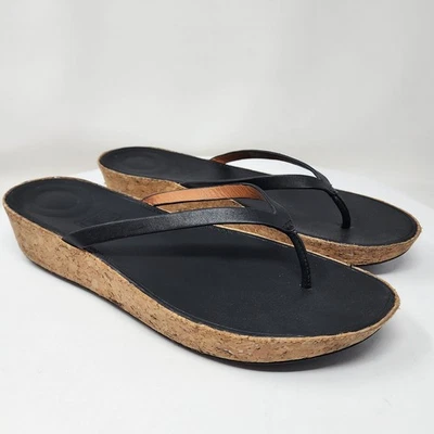 Sandalia Tanga FitFlop Linny Mujer 10 Cuero Marrón Suela de Corcho con Mancha Dorada  Foto 1 de 4