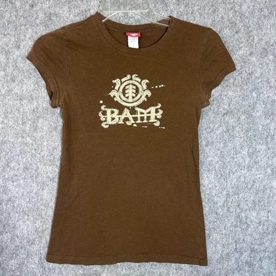 Y2K Element Shirt Womens Medium Brown Bam Margera Graphic Tee Skate USA - Image 1 of 4
