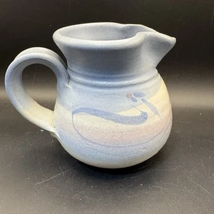 Vintage Studio Pottery Pitcher Signed Westlin Blue Matte Glaze Handcrafted USA - Picture 1 of 9