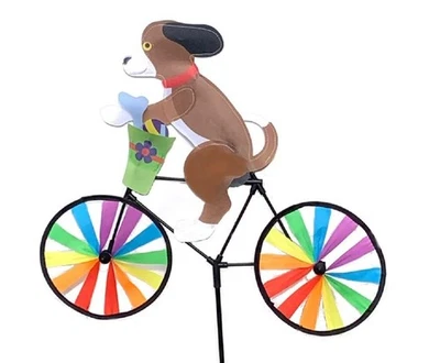 Brown Dog on Bicycle Wind Spinner - Image 1 of 4