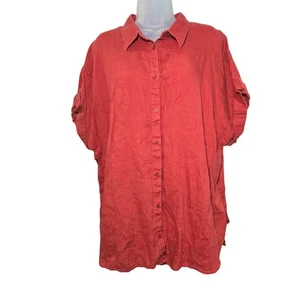 Camicia Ralph Lauren donna 3XL rosso ruggine lino manica corta primavera estate costiera usata in ottime condizioni - Foto 1 di 8