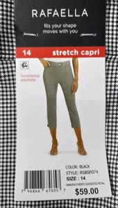 Rafaella Stretch Capri Hose Damen 14 schwarz weiß Hahnentritt.. 59 $ Orig.Preis - Bild 1 von 11