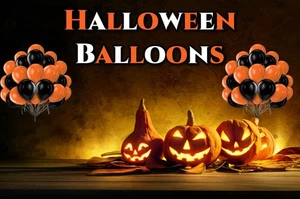 Halloween Luftballons schwarz lila orange Fledermaus Geist Trick or Treat Party Deko - Bild 1 von 12