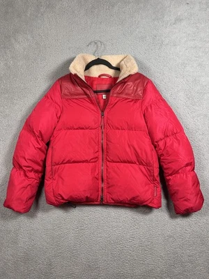 Chaqueta Coach para mujer mediana roja plumón acolchado cordero cuello de oveja cuero Foto 1 de 4