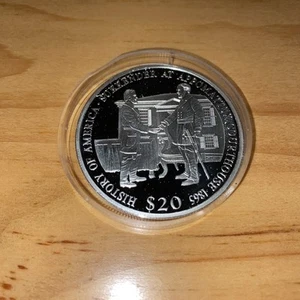 2001 LIBERIA - $20 DOLLAR - SURRENDER AT APPOMATTOX 1865 - PROOF SILVER CROWN - Picture 1 of 2