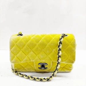 Chanel Shoulder Bag Matelasse Yellow Velvet 4721666 - Picture 1 of 21