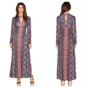 Free People Cabaret Long Sleeve Maxi Dress Medium Sunrise Combo Stretch - Picture 1 of 14