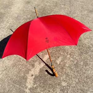 Vintage Swaine Adeney Brigg Cane Umbrella Gold Collar Made in England RED - Picture 1 of 15