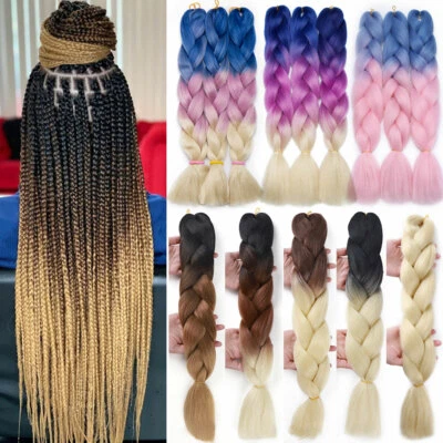 Extensiones de cabello trenzado 24" 100G Ombre arco iris trenzas jumbo hágalo usted mismo caja trenzas HYT3 Foto 1 de 4