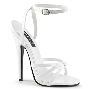WHITE PATENT WRAP KNOTTED 6" STILETTO HEEL SANDAL 5 6 7 10 11 12 13 14 15 - Picture 1 of 1