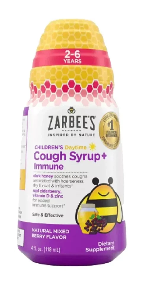 Zarbee's Kids Cough Syrup + Immune DayTime Mixed Berry Flavor 4 fl oz - Image 1 of 1