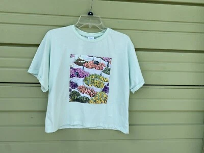 ZARA KIDS GIRL Green Printed  Floral T-SHIRT ShortSleeve Size 13-14Y 4321a  READ - Image 1 of 4