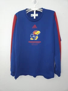 Adidas Kansas Jayhawks NCAA Mens Large Blue Game Mode Crew Pullover Sweatshirt - Picture 1 of 11
