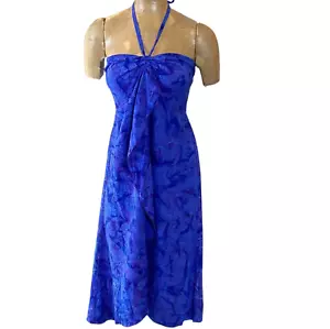 Hula Hula Hawaii Neckholder Kleid One Size blau & lila Batik Blumen #340D - Bild 1 von 8