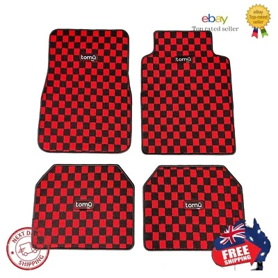 Шашечные напольные коврики Akashi Tomu - красные автомобильные напольные коврики JDM универсальные - Изображение 1 из 4