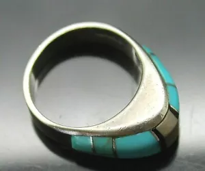 ANILLO DE PLATA 925 CON INCRUSTACIÓN DE ÓNIX NEGRO TURQUESA GENUINO MOSAICO SUROESTE 8,75 - Imagen 1 de 7