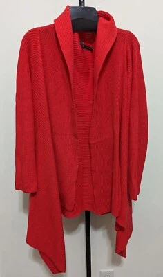 Cárdigan suéter para mujer Lauren Ralph Lauren coral naranja drapeado abierto talla única  Foto 1 de 4