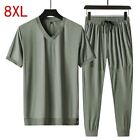 Plus Size Men T Shirt+ Shorts Sports Suit Cotton 2piece Suit Men Summer Clothes 