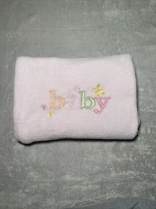 RN 31526 Butterfly Blanket B A B Y Letters Pink Soft Plush Fleece Lovey 30"x40" - Picture 1 of 4