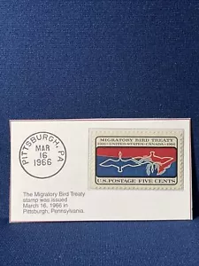 El Tratado de Aves Migratorias - Estampilla de 5 centavos de dólar de EE. UU. en muy buen estado (1966) como nueva NH - Imagen 1 de 3