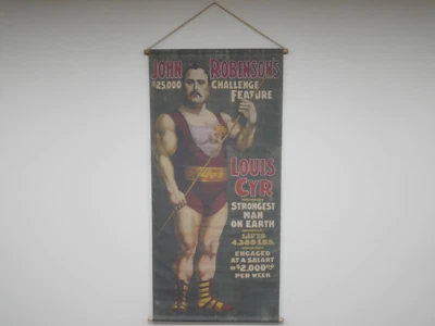 Large Vintage Rustic Style Strong Man Circus Show Hanging Canvas Wall Art Print Foto 1 de 4