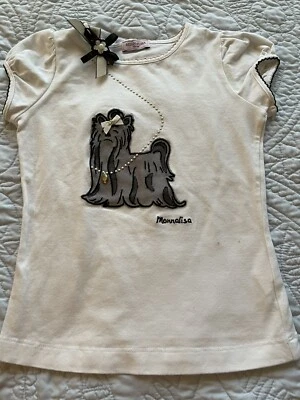 Monnalisa Camiseta Niña con Aplicación Perro,Lazo Extraíble,110 cm Foto 1 de 4