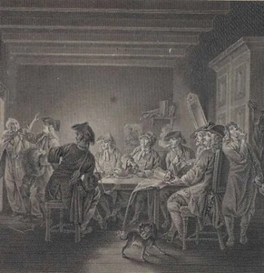 CLEMENS (*1748) nach LORENTZEN (*1749), Im Hinterzimmer, 1750, KSt. Barock - Bild 1 von 4