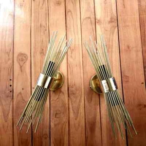 Wall Scone Pair Of  Brass Wall Sconce Sputnik Skyla Wall Fixture Light - Imagen 1 de 9