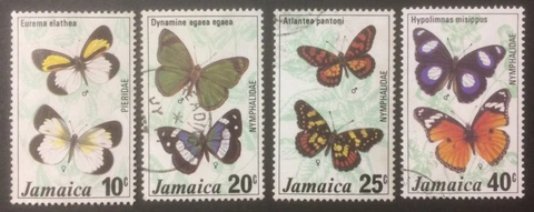 JAMAICA 1977 BUTTERFLIES (2nd SERIES) USED SET OF 4 Cover