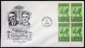 1964 First Day of Issue Doctors Mayo Stamps Envelope Rochester MN Postmark - Picture 1 of 2