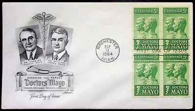 1964 First Day of Issue Doctors Mayo Stamps Envelope Rochester MN Postmark - Image 1 of 2