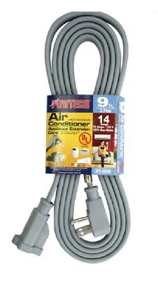 9ft Heavy Duty Appliance AC Power Electric Extension Cord 14 Gauge 15A UL Gray - Image 1 of 4
