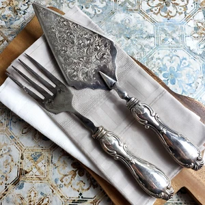 AMBASSADOR CUTLERY MFG Sterling Silver SET Cold Meat Serving & Fork Cake Server - Picture 1 of 20