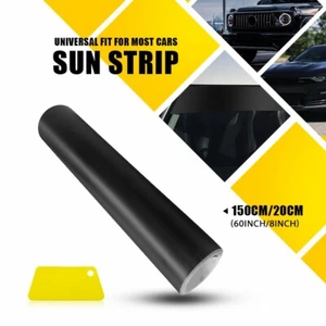 Car Window Sun Strip Tint Visor Film Windshield Shade UV DIY 60*8" Matte Black - Picture 1 of 10