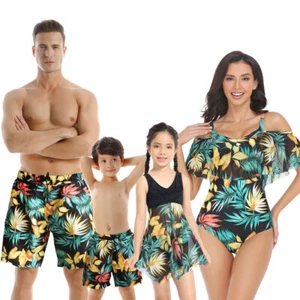 Family Swimsuits Mother Daughter Matching Swimwear Father Son Shorts Bath Suits - Picture 1 of 24