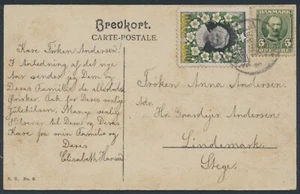 DENMARK. Christmas seal 1909 on card with 5 Øre Frederik VIII (PC429) - Picture 1 of 2