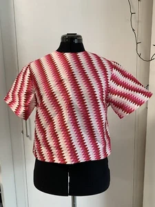 House Of Holland Pink White Diamond Stripe Blouse Shirt - Picture 1 of 3