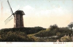 c.1905 Old Wind Mill Block Island cartolina RI - Foto 1 di 2