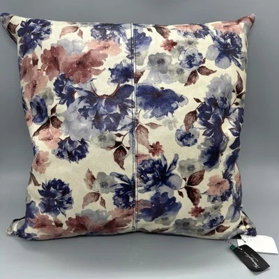 Garuglieri Firenze синий/розовый цветы кожи/перо подушка 20 «x 20» Италии новый - Изображение 1 из 4