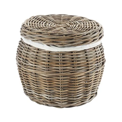 Aufbewahrungskorb Wäschekorb Rattan Universalkorb kubu grey Stoffeinsatz Deckel - Bild 1 von 4