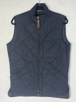 J Crew Quilted Vest Mens XS Black/blue Full Zip Pockets Lightweight Outdoors - Image 1 of 4