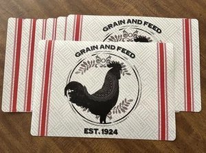 Country Farm Rooster Chicken Vinyl Set Of 8 GRAIN & FEED  Placemats 17x12” NEW - Picture 1 of 11