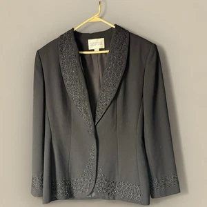 Vintage Damen Übergröße 18 Schwarz Perlen Blazer Langarm Executive Collection - Bild 1 von 5