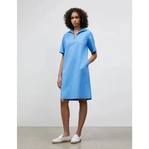 LAFAYETTE 148 Fundamental Bi-Stretch Collared Popover Dress in Blue Size Large - Picture 1 of 9