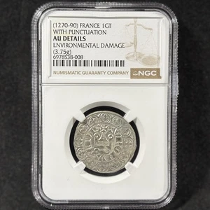1270-90 1GT Gros Tournis Francia Puntuación Casi Sin Circular NGC AU Detalles - Imagen 1 de 4
